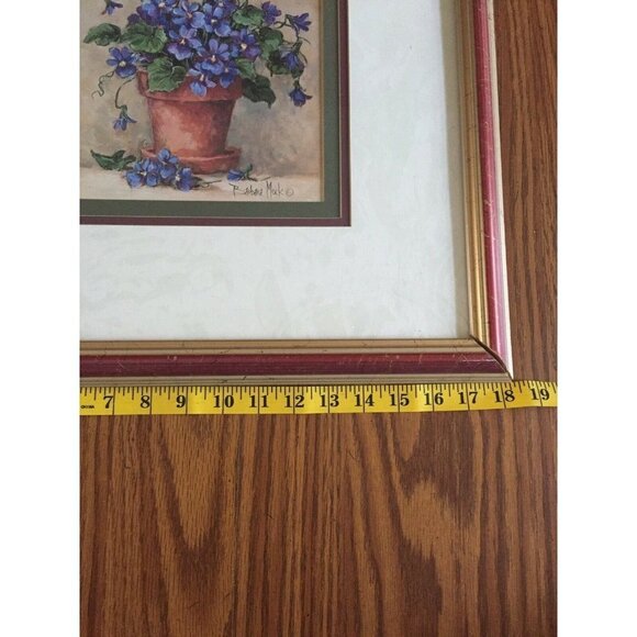 Barbara Mock Print Matted Rustic Distressed Framed Purple Violets Floral Flowers - Picture 10 of 12